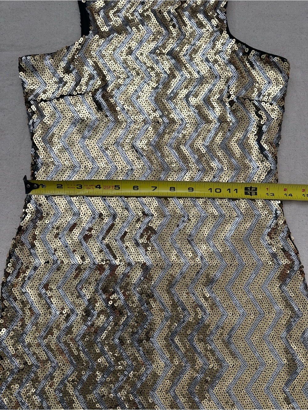 Bebe Addiction Metallic Sequin Chevron Mini Party Dress Medium Glam GlitzBodycon - Picture 7 of 14